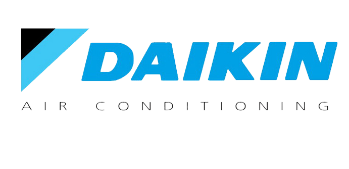 Daikin air conditioning logo featuring a stylized blue and white design, symbolizing cooling and comfort in indoor environments.