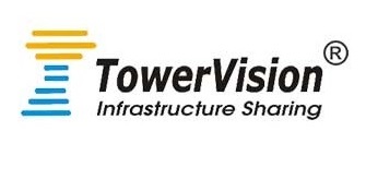 Logo of Tower Vision featuring the text Tower Vision Infrastructure Sharing in a modern design.