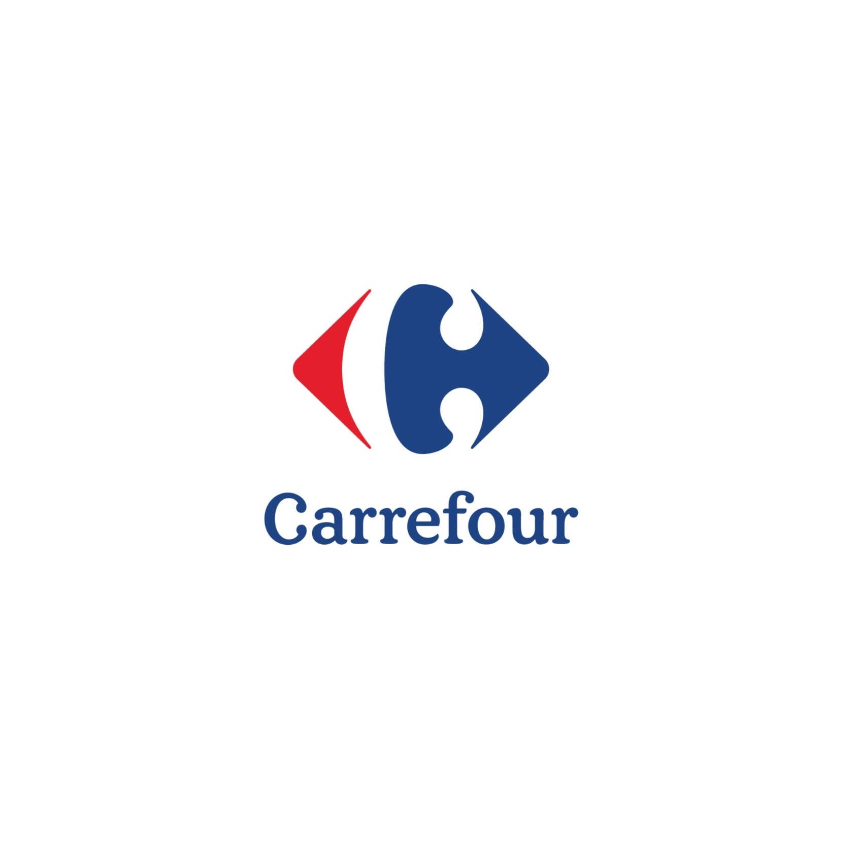 Carrefour logo featuring a blue C with red and blue arrow shapes, symbolizing convenience and connection, with the brand name below.