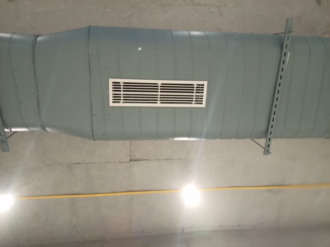 A large industrial air conditioner installed in a commercial building, providing efficient cooling for the space.